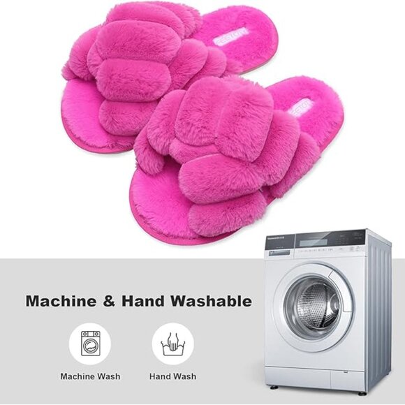 Open Toe Slippers Fuzzy Fluffy House - Picture 6 of 6